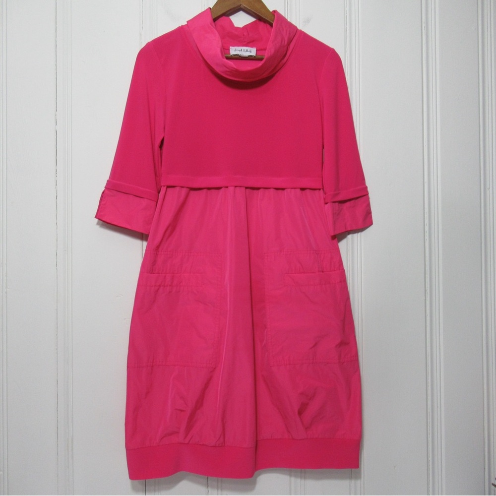 Joseph Ribkoff Hot Pink Two-Tone A-Line Dress